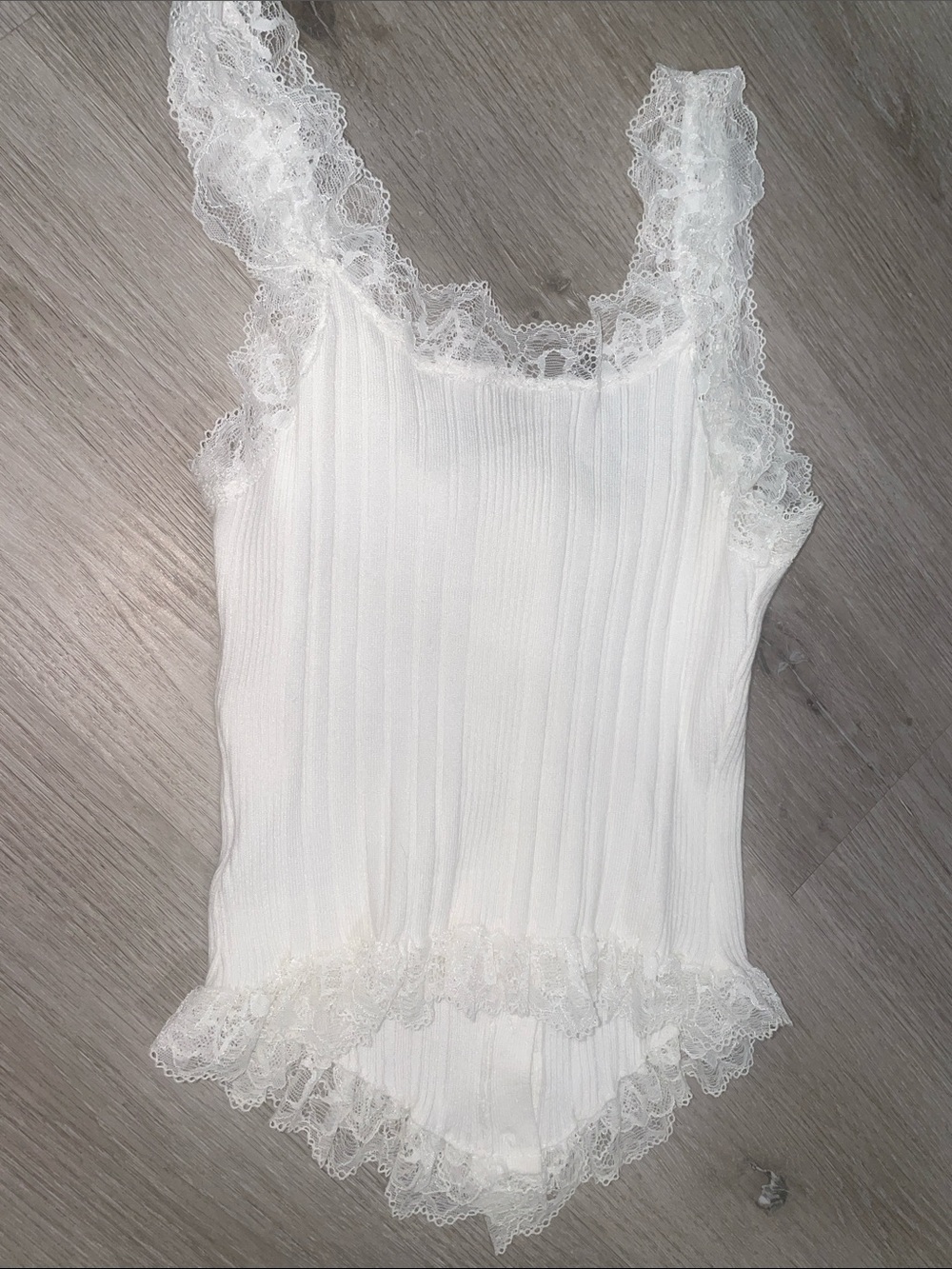 Melrose White Lace-Trim Ribbed Camisole - Picture 4 of 7